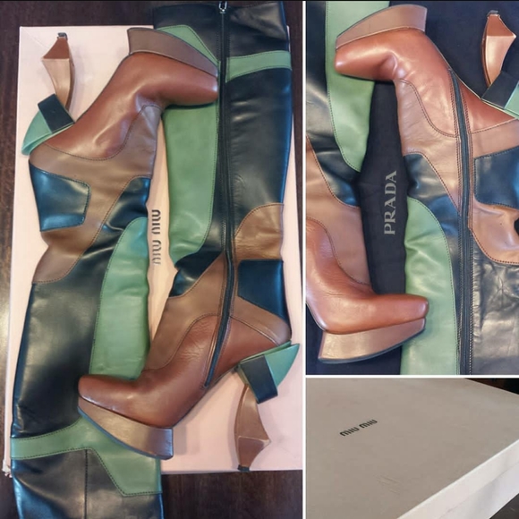 Miu Miu Prada Platform Knee High Boots - Picture 1 of 2